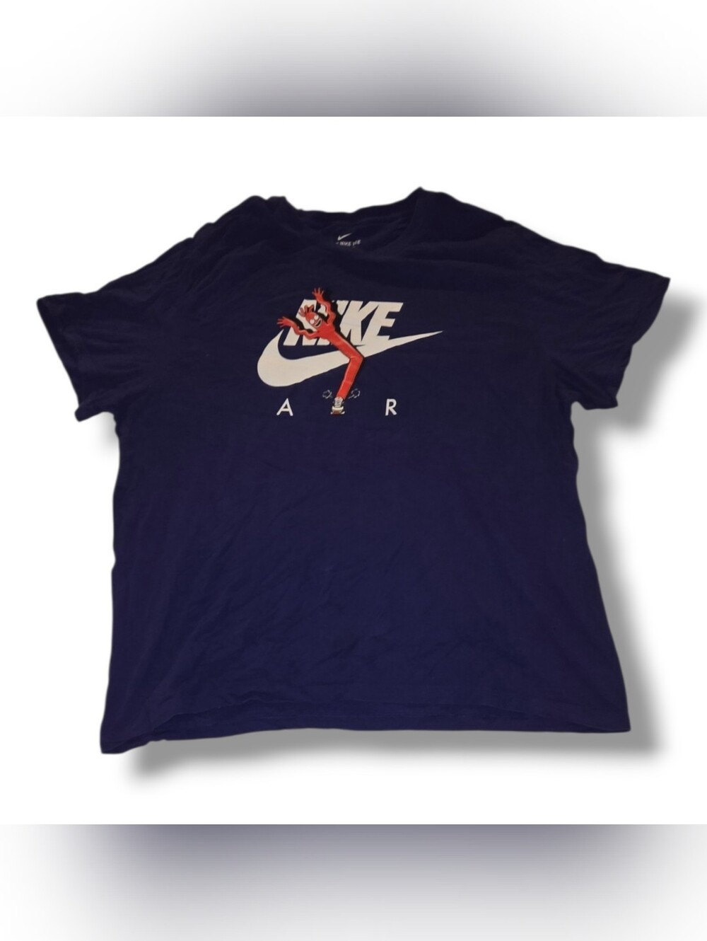 Nike Navy Short-Sleeve Graphic Logo Tee with Red Accent